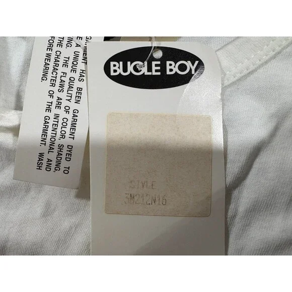 VTG Bugle Boys Tank Top Shirt Print White Sleeveless 90's Shark Mens Sz M NWT - Picture 6 of 10